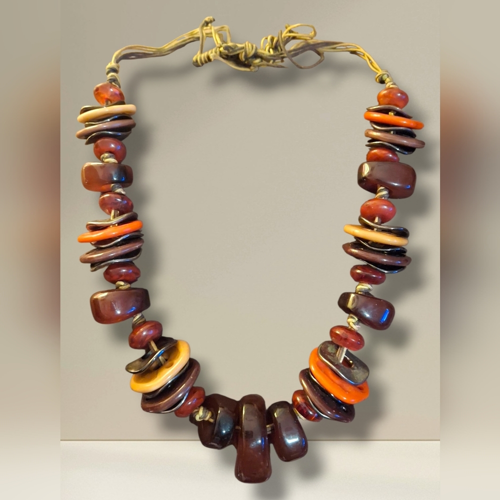 Tribal Chunky Beaded Vintage Necklace Rustic Earthy Boho Shabby Chic